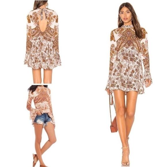 Free People Lady Luck Boho Paisley Tunic Dress/ Top Sz XS/S - Picture 3 of 11